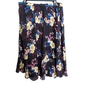 Bobeau Floral Midi Skirt
